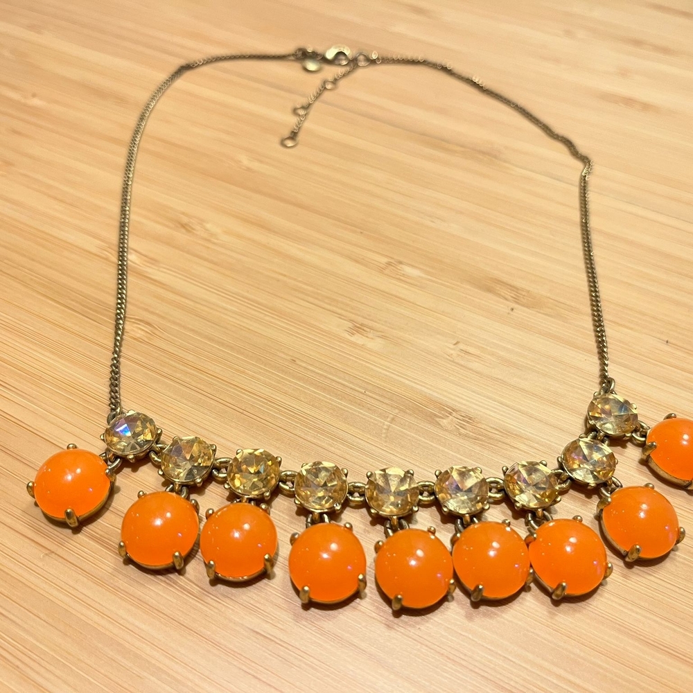 J. Crew Orange and Gold Necklace